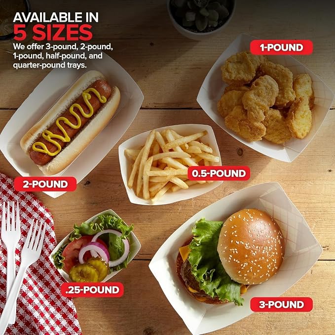 Stock Your Home Paper Food Boats, 2 lb Disposable Red and White Checkered Trays - Image 6