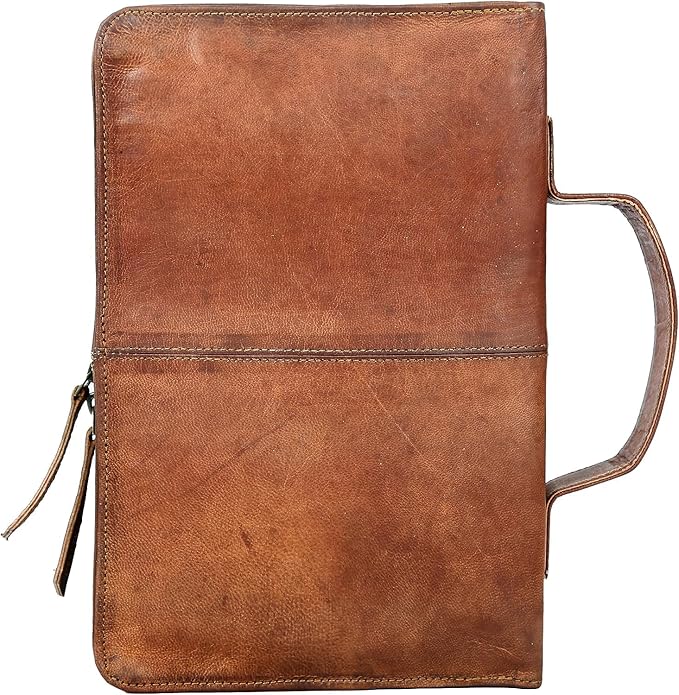 Leather Bible Cover Book Cover Planner Cover with Handle and Back Pocket (Medium)