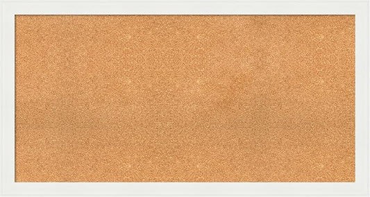 Amanti Art Natural Cork Board for Wall, 27x51 Vision Board with White Frame, Oversize Corkboard Office Decor for Home Organization, Casual Corkboard Pinboard to Display Items for Home Organization in-DeskLoop Office