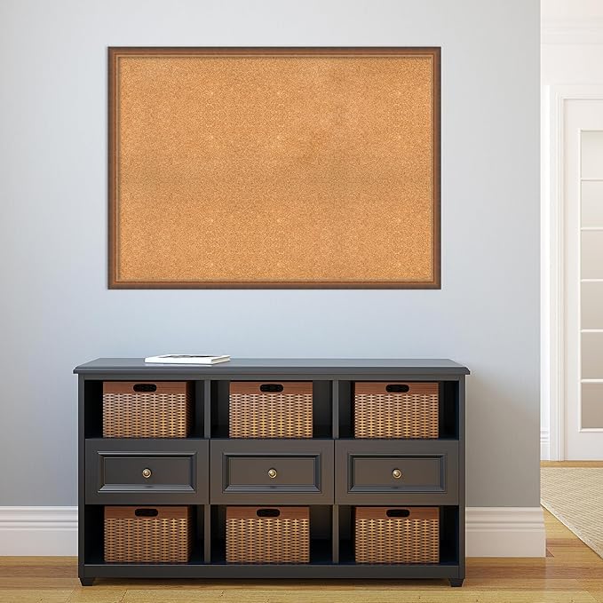 Amanti Art Natural Cork Board for Wall, 32x44 Vision Board with Bronze Frame, Oversize Corkboard Office Decor for Home Organization, Modern Corkboard Pinboard to Display Items for Home Organization-DeskLoop Office