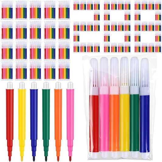 288 Pcs Mini Markers Colored Pen 3.4 Inch Vibrant Colors Portable Short Colored Markers Assorted Multicolor Watercolor Marker Pen for Kids and Adult Glass Office School Supplies (6 Colors)-DeskLoop Office