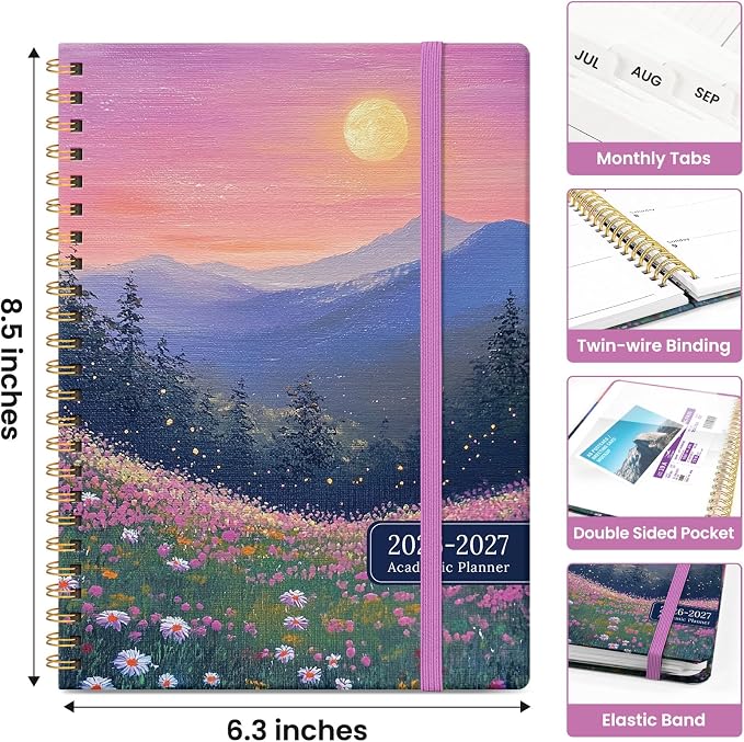 Planner 2026–2027, Academic Monthly Weekly Spiral Calendar, July 2026 – June - Image 4