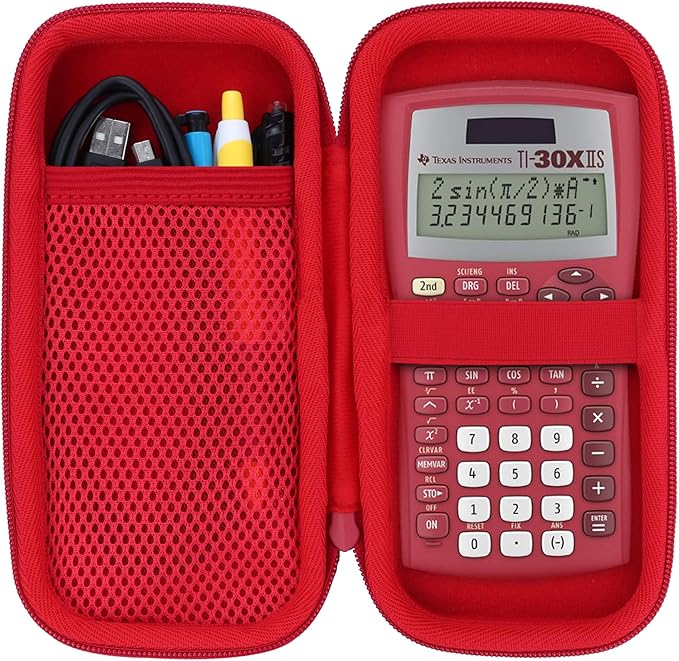 Hard Carry Case Compatible with Texas Instruments TI-30XIIS TI-30XS TI-30Xa TI-36X Pro Scientific Calculator (Red Case Only)-DeskLoop Office