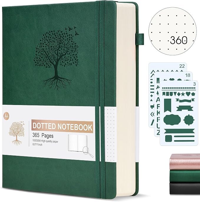 Ansopu Dotted Journal Notebook, 360 Numbered Pages Dot Grid Notebooks 8.5 x 11 by Ansopu