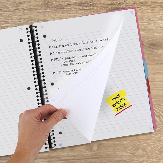 Five Star Advance Spiral Notebook + Study App, 3 Subject, 8.5" x 11" College - Image 4