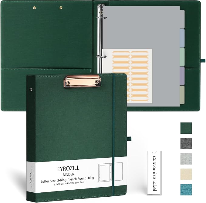 EYROZILL 3 Ring Binder, 1 Inch Linen Binder Organizer by EYROZILL