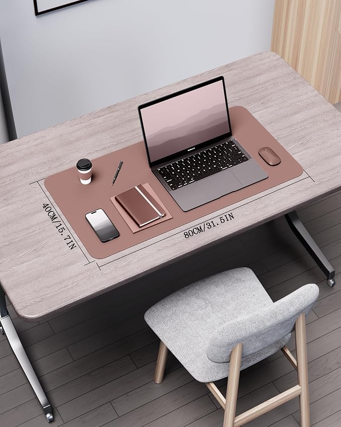 YSAGi Double-Sided Desk Pad, 31.5"x15.7" Leather Desk Mat, Eco Cork Desk Pad - Image 2