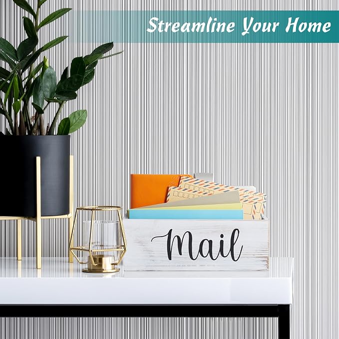 DRASTAR Mail Organizer Countertop, Mail Holder Wall Mount, Retro White Mail - Image 5