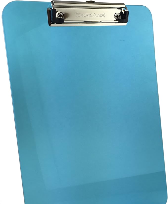 Trade Quest Plastic Clipboard Transparent Color Letter Size Low Profile Clip - Image 2