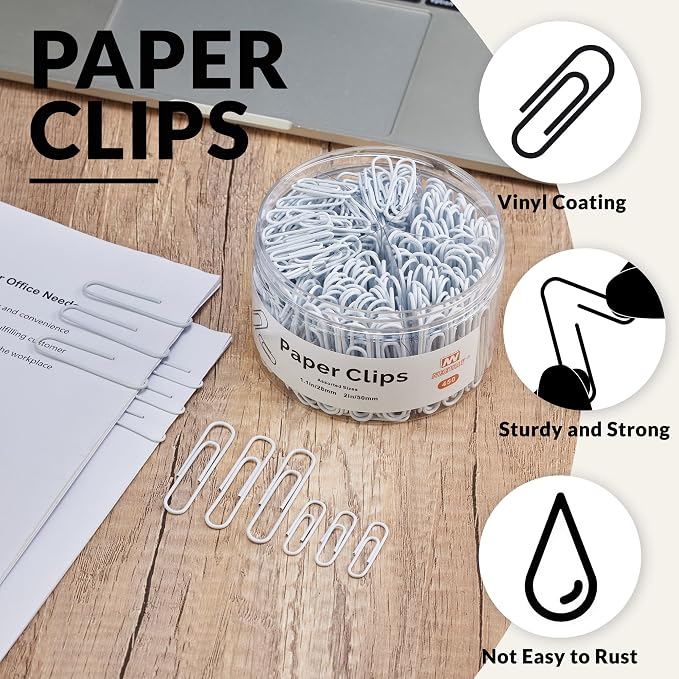 NEEWAY 450pcs Paper Clips Assorted Sizes, Small and Large Paper Clips, Coated - Image 4