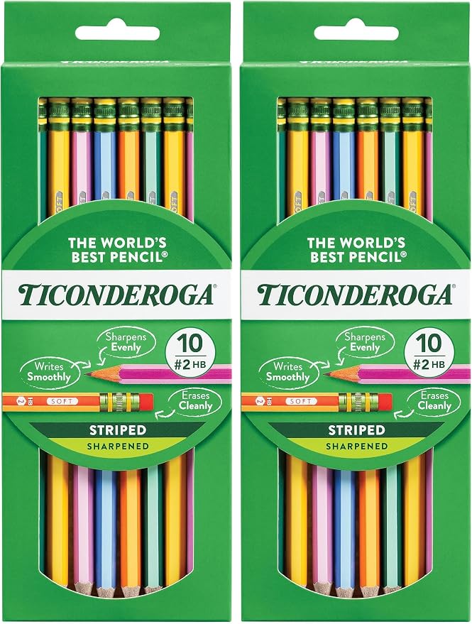 Ticonderoga® Striped Wood Pencils, 2 Soft Lead by Ticonderoga