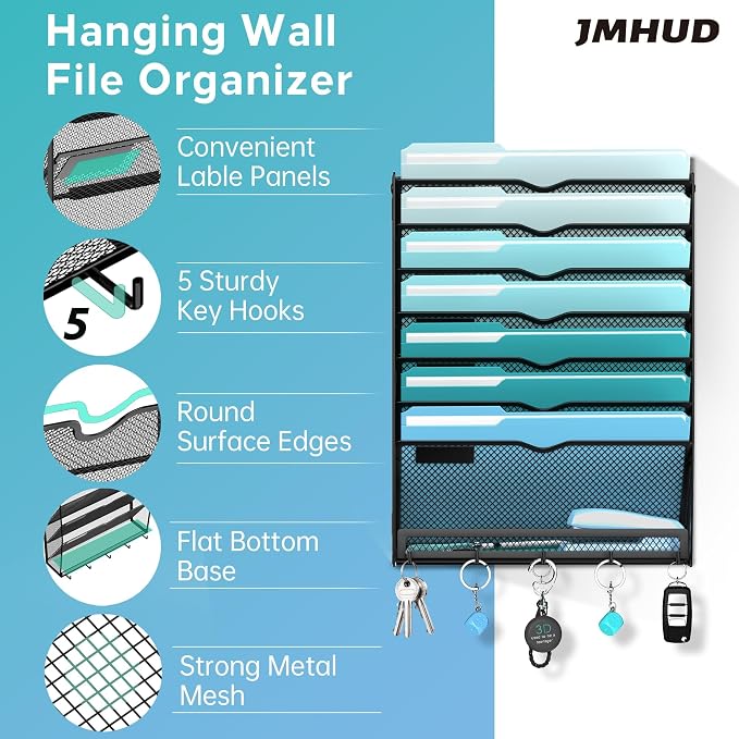 2 Pack 8-Tier Hanging Wall File Organizer - Image 3
