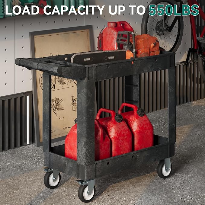 YITAHOME Black Utility Cart on Wheels, 550 lbs Capacity, 40 x 17 Inch | Rolling - Image 2
