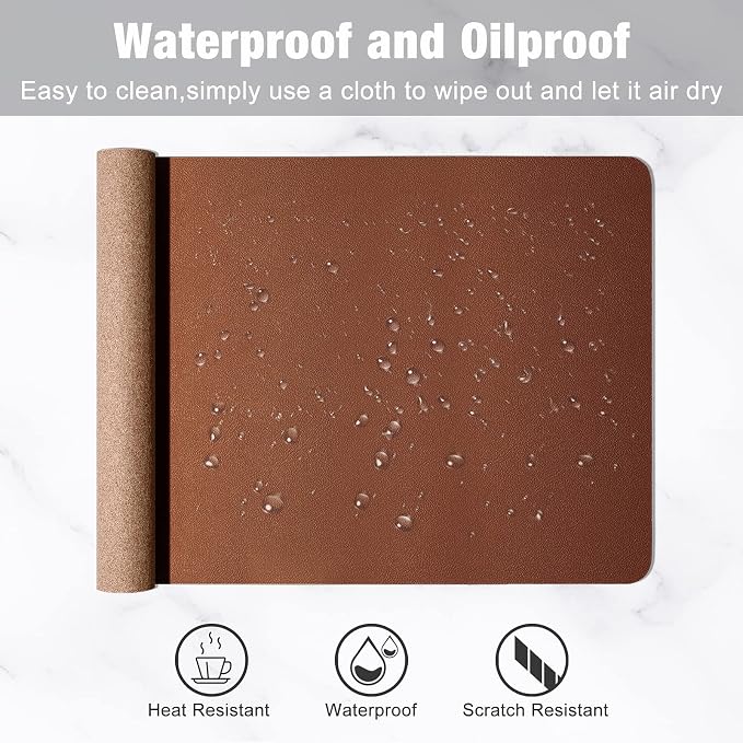 Hsurbtra Desk Pad, 23.6" x 13.8" PU Leather Desk Mat, M Extended Mouse Pad - Image 6