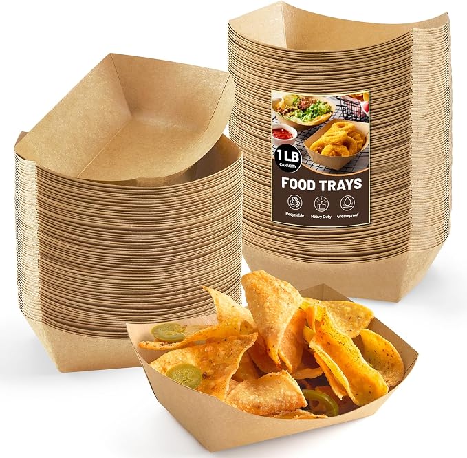 ZORRITA Small Paper Food Trays, 1 Lb, 100 Pack | Disposable, Kraft Brown Food by ZORRITA
