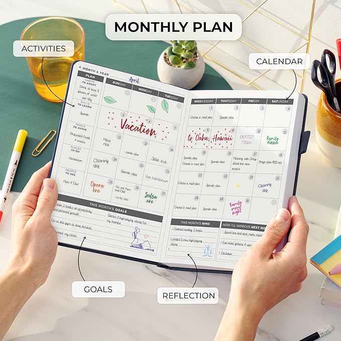 Clever Fox Daily Planner – Undated Planning Notebook with Hourly Schedule & To-Do List – Personal Day Task & Work Organizer, 6 Months (Dark Blue)-DeskLoop Office