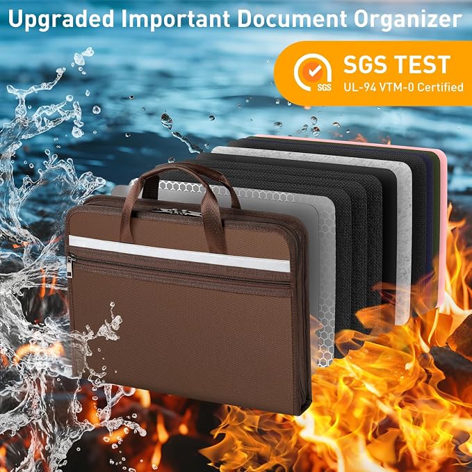 Fireproof Document Bag with Accordion File Organizer | Upgraded 5200°F Aluminum - Image 4