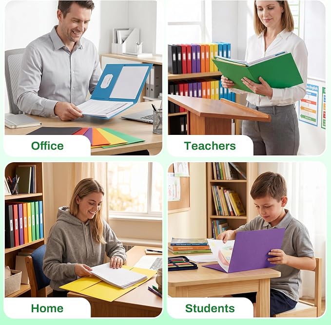 SUNEE Folders with Pockets, 2 Pocket Folders Fit Letter Size Paper, Paper File - Image 5
