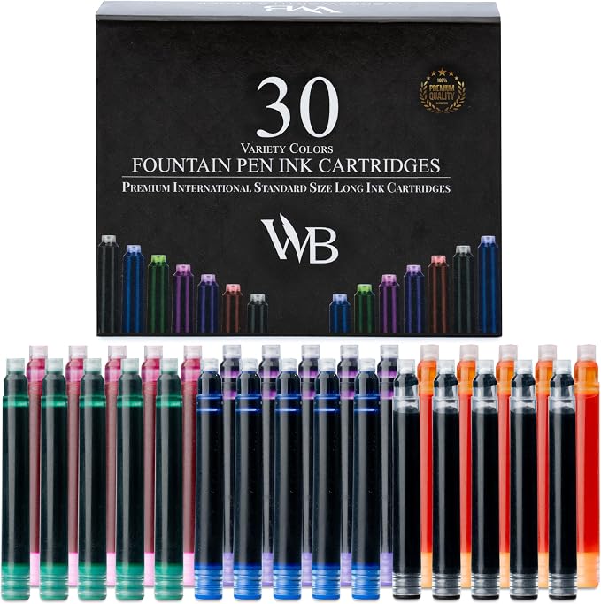 Wordsworth & Black Fountain Pen Ink Cartridge Refills, 30 Pack, International by WordsworthBlack