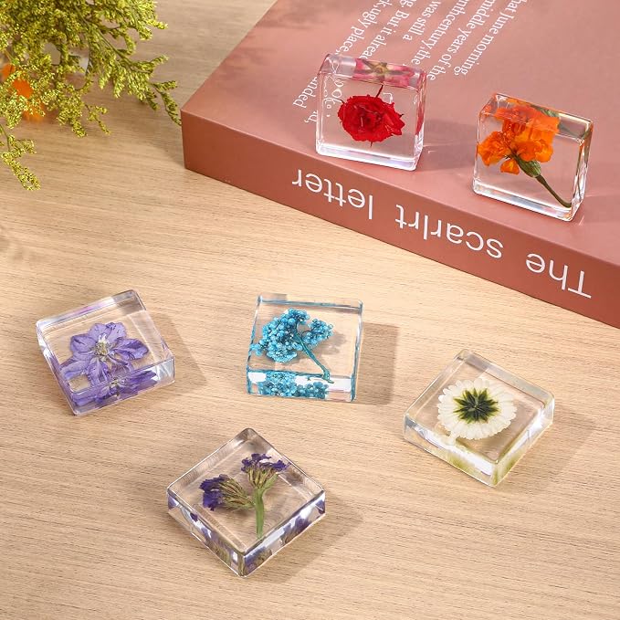 6Pcs Pressed Flower Paper Weights, Real Flower Resin Crafts, Pattern Weights - Image 7