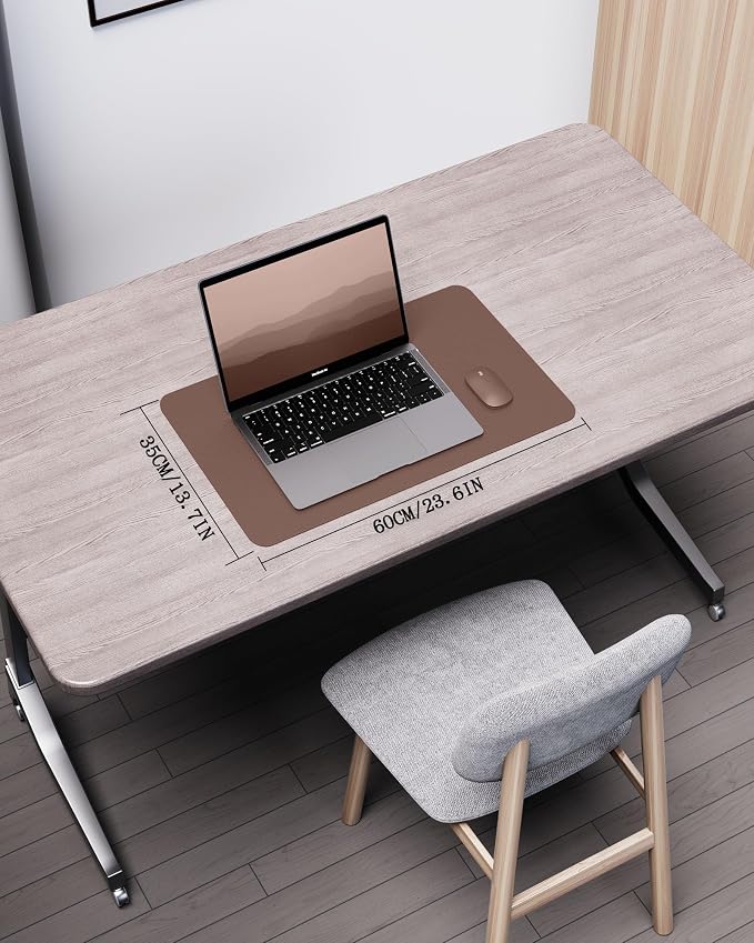 YSAGi Double-Sided Desk Pad, 23.6"x13.7"Leather Desk Mat, Eco Cork Desk Pad - Image 2