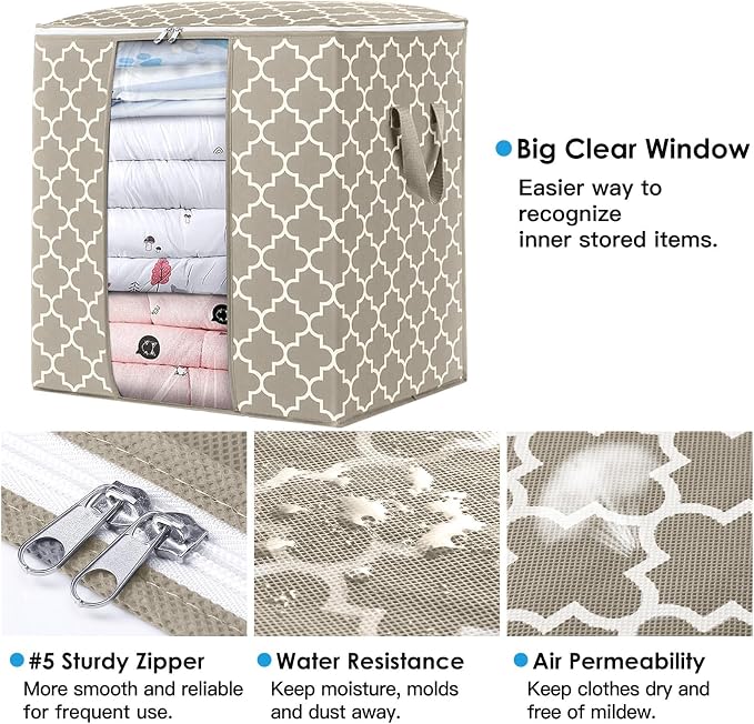 WISELIFE Storage Bags 6 Pack/100L Large Blanket Clothes Organization and - Image 2