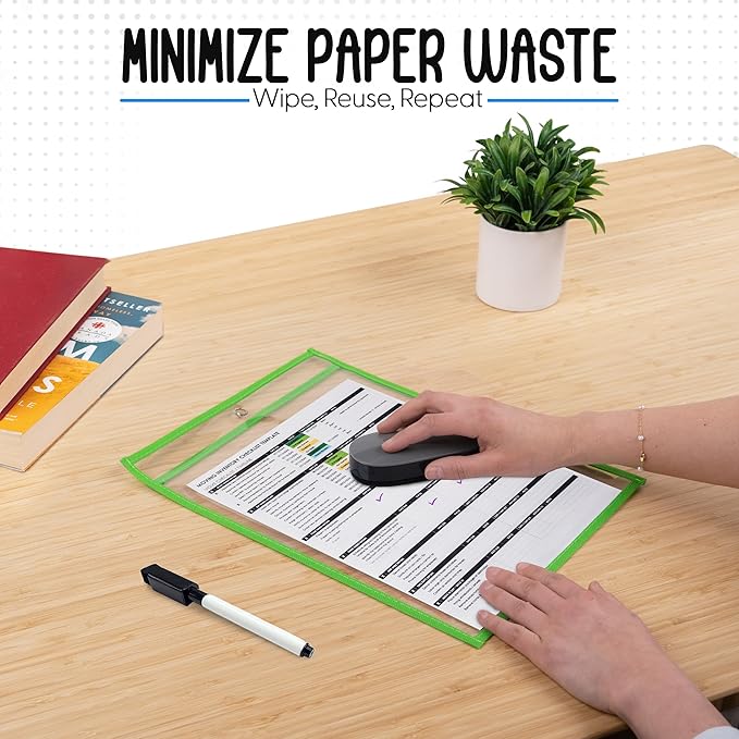 Essex Wares - 5 Pack, Job Ticket Holders, Reusable & Easy Erase Plastic Invoice - Image 3