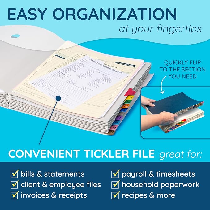 Blue Summit Expanding Desk File Sorter Organizer, Alphabetical File Organizer - Image 2