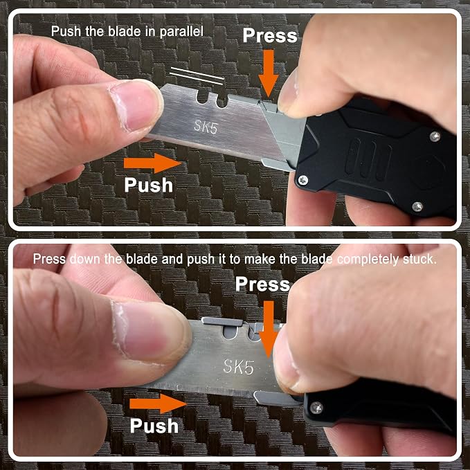 Caressolove Switch Blades Knife Push Button, Aviation Aluminum EDC Box Cutter - Image 2