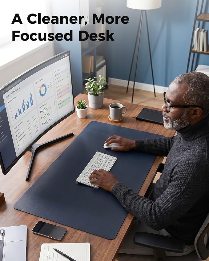 Aothia Dual-Sided Desk Mat, FSC Cork & PU Leather Desk Pad, Large Mouse Pad & - Image 7