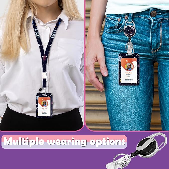 ID Badge Holder with Lanyard, Retractable ID Badge Card Holders Detachable Neck - Image 2