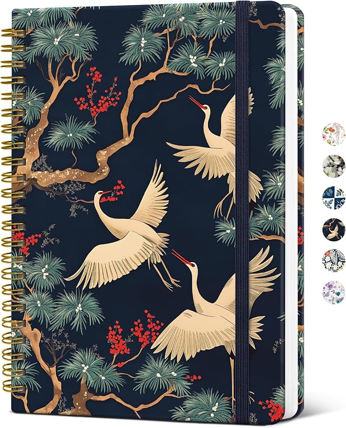 Taja Spiral Journal Notebook for Women, Pretty Hardcover Lined Notebook for by Taja