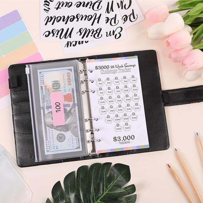 SKYDUE Budget Binder with 8Pcs Cash Envelopes, and Category Labels - Image 4
