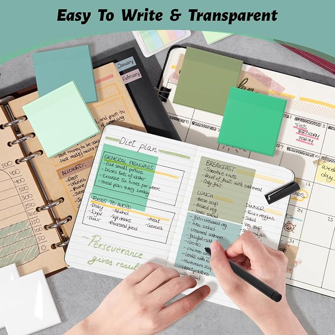 ‎SYMDROMIA Transparent Sticky Notes, 800 Sheets Forest Green - Image 4