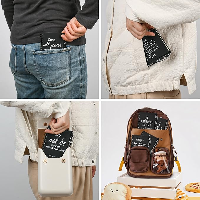 Christian Prayer Journal Spiral Black Notebooks Bulk Small Notepad with Pens - Small Notepads (4.13”x5.43”) - inspirational Gifts for male, Church Members & Bible Study Groups (30 sets Black)-DeskLoop Office