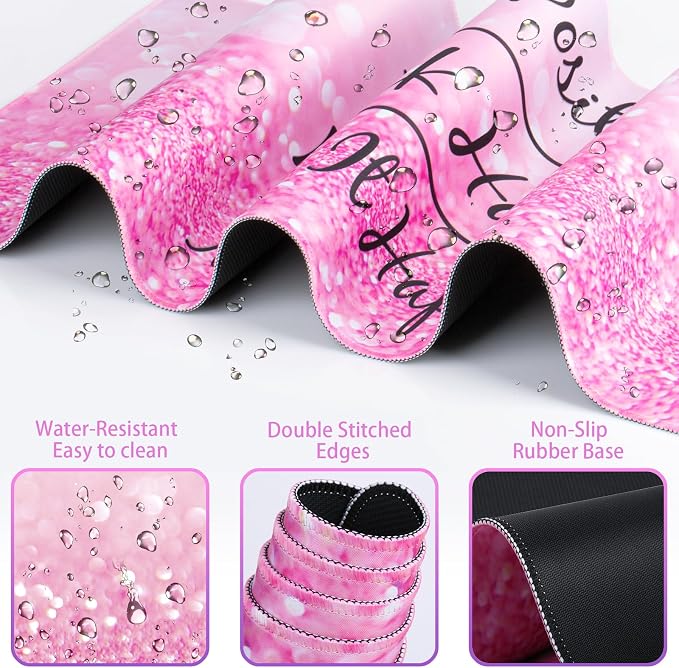 Mousepad Pink, Mouse Pad with Wrist Rest, 4-in-1 Large Mousepad+Keyboard Wrist - Image 5