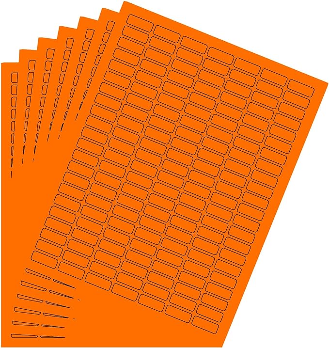 Neon Orange Sticker Label Sheets Bulk Printable Paper Labels 1 inch x 0.375 inch by RoyalGreen
