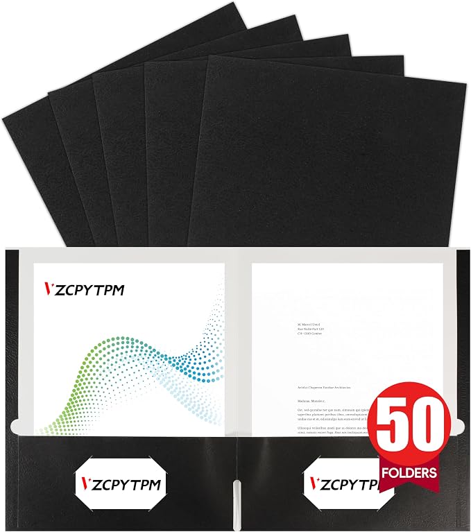 VZCPYTPM 50 Pack Black Folders by OfficeSuppliesDirect