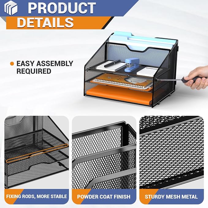 GAWERK Letter Tray Organizer, Mesh Desk File Organizer - Image 3