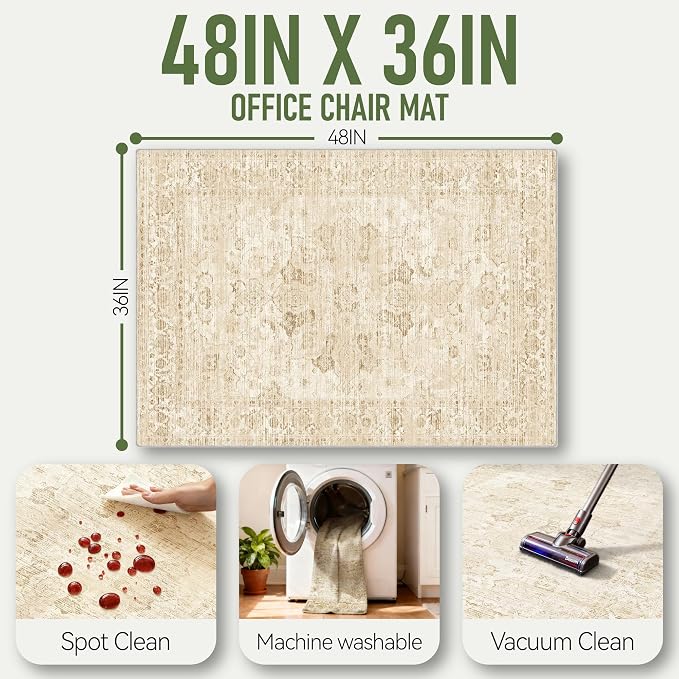 Office Chair Mat for Hardwood Floor, Non-Slip Under Desk Mat Rug for Rolling - Image 5