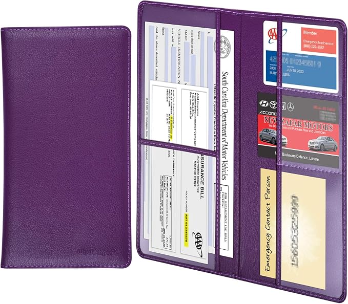 Wisdompro Car Document Holder Organiser, PU Leather Vehicle Insurance and by Wisdompro