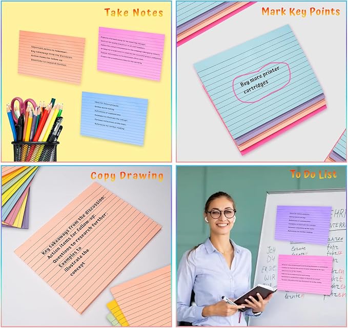 8 Pack Lined Sticky Notes 8x6 in Post, 400 Sheets Large Ruled Post Stickies - Image 8