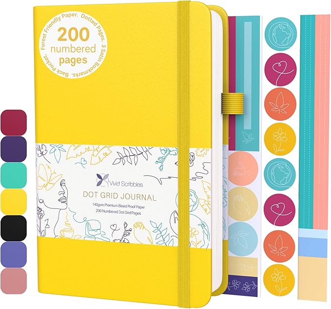 Dotted Journal – 140gsm Bleed Proof Thick White Paper – 200 Numbered Dot Grid Pages – 5.8 x 8.3 inch Bullet Dotted Notebook-DeskLoop Office