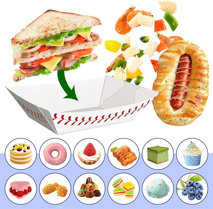 50 Pack 5Lb Extra Large Paper Food Boat Trays, Baseball Birthday Decorations - Image 5