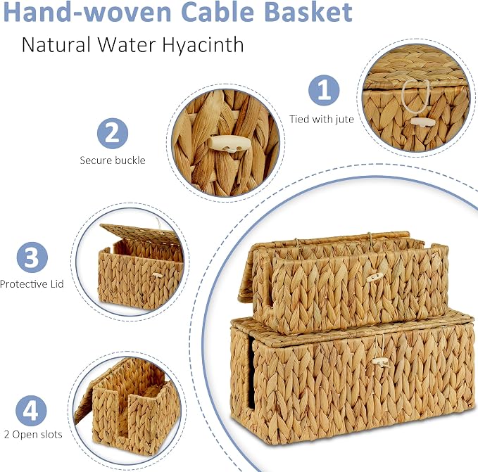 efluky 2 Pack Water Hyacinth Floor Cord Covers - Image 3
