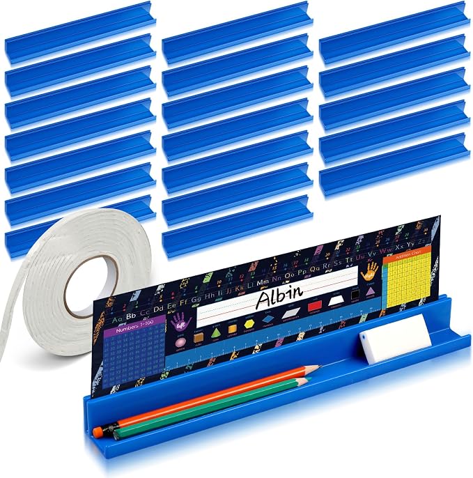 PerKoop 25 Pcs Classroom Desk Name Plates Holder by PerKoop