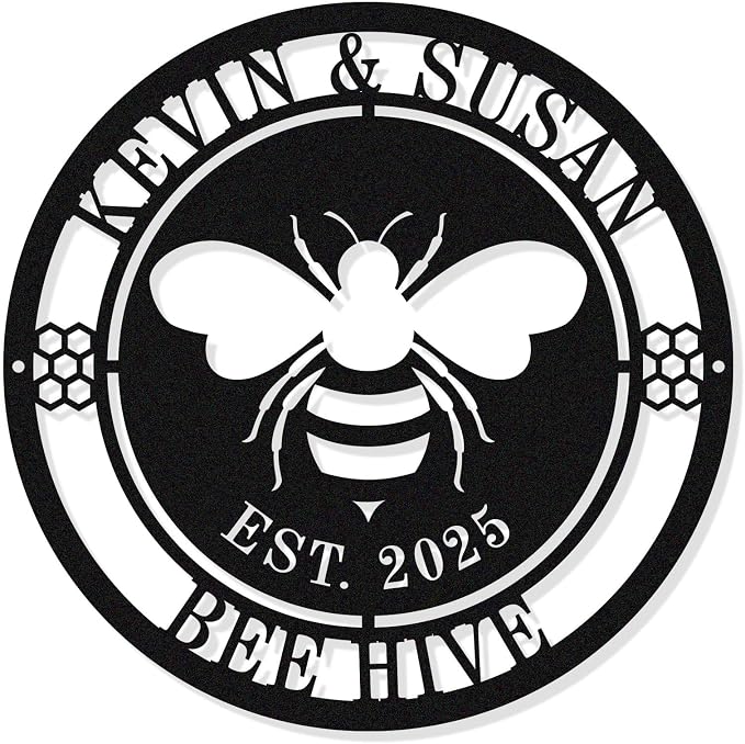 Personalized Honey Bee Sign, Custom Metal Bee Decor, Bee Hive Garden, Welcome by HYTSIGN
