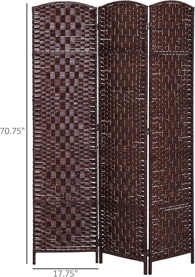 NicBex Room Divider 3 Panel Room Dividers with Wicker Weave Design Partition Room Dividers and Folding Privacy Screens 6 FT Wall Divider for Office, Room Separation,53.25"W x 0.75"D x 70.75"H, Brown-DeskLoop Office