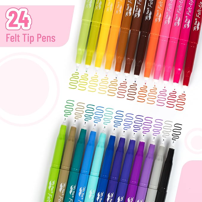 Mr. Pen- Felt Tip Pens, 24 Pack, 0.7 mm, Colorful Felt Tip Pens, Fast Dry | No - Image 2