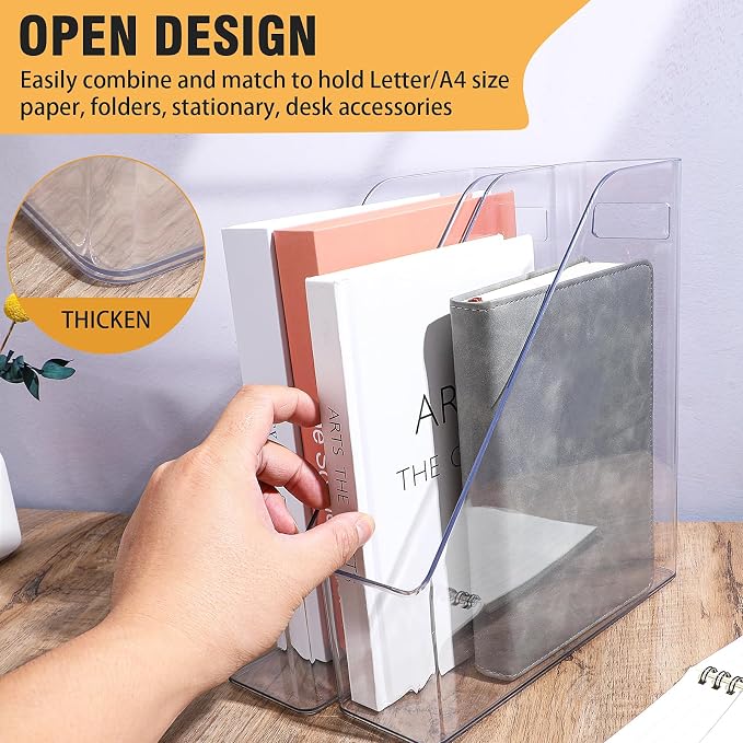 MAQUITA Magazine Holder, 2 Pack Acrylic Magazine File Holder, A4 Vertical File - Image 5